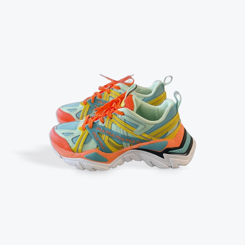 Fila Ray Tracer TR 2 Womens Sneakers Mint Green Orange Yellow 5RM01971-439 7.5